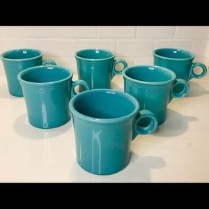 Fiestaware Set of 6 Tom and Jerry Mugs with ring handles turquoise color NWOT